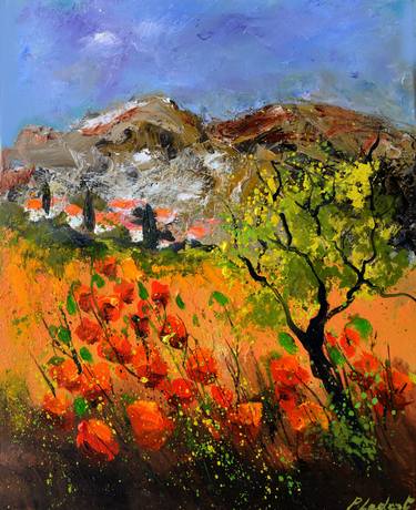Red poppies in Provence thumb