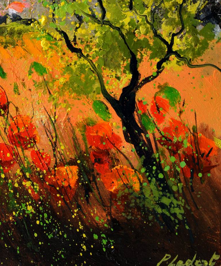 Original Impressionism Floral Painting by Pol Ledent