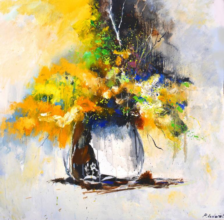 Print of Contemporary Floral Paintings by Pol Ledent