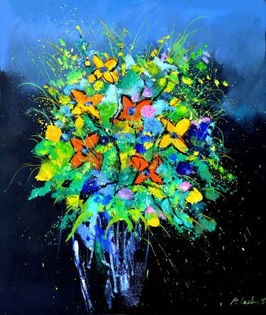 Print of Impressionism Floral Paintings by Pol Ledent