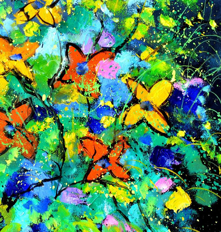 Original Impressionism Floral Painting by Pol Ledent