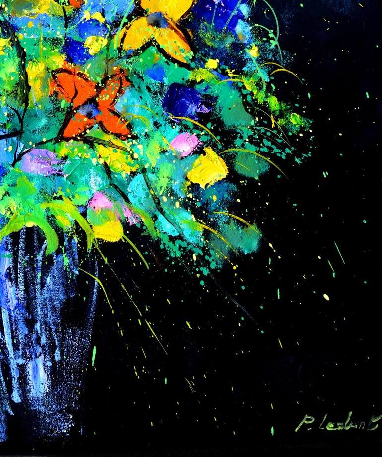 Original Impressionism Floral Painting by Pol Ledent