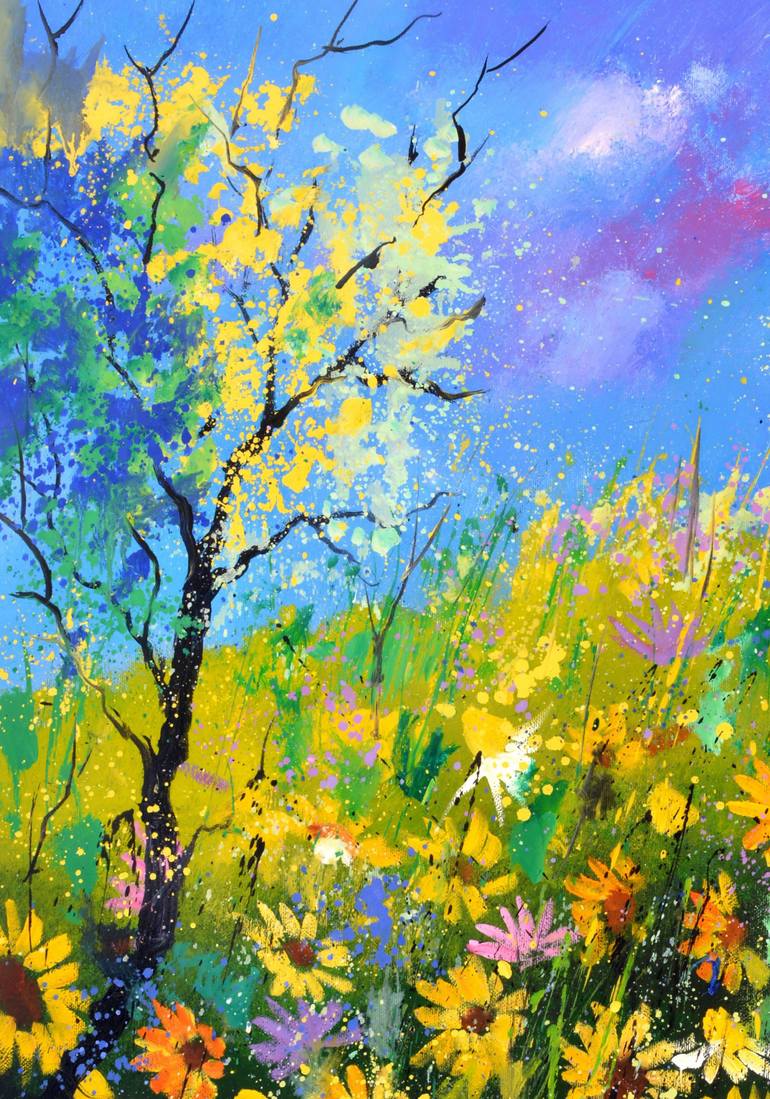 Original Impressionism Floral Painting by Pol Ledent