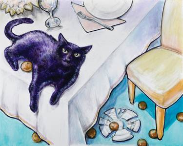 Original Figurative Cats Paintings by Balu Bazzano