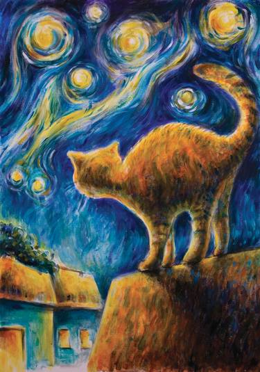 Print of Cats Paintings by Balu Bazzano