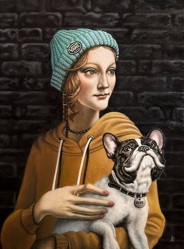 Lady with a French Bulldog thumb