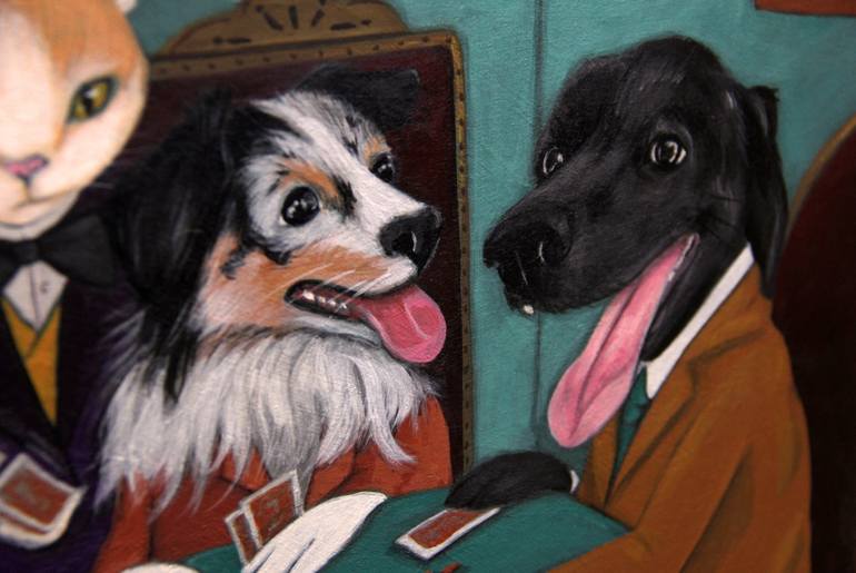 Original Illustration Dogs Painting by Ilaamen Pelshaw