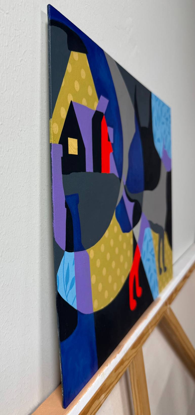 Original Geometric Dogs Mixed Media by Ilaamen Pelshaw