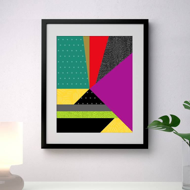 Original Abstract Geometric Mixed Media by Ilaamen Pelshaw