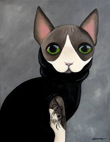 Print of Figurative Cats Paintings by Ilaamen Pelshaw