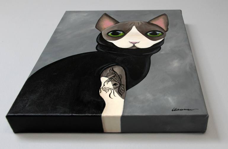 Original Figurative Cats Painting by Ilaamen Pelshaw