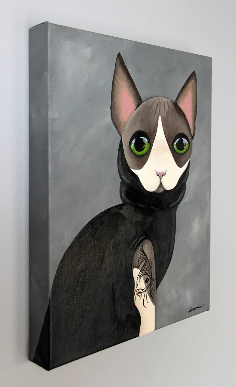 Original Figurative Cats Painting by Ilaamen Pelshaw
