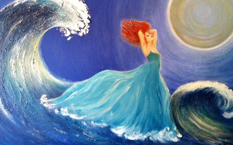 ROMANCING THE WAVES Painting by Marina Hanson | Saatchi Art