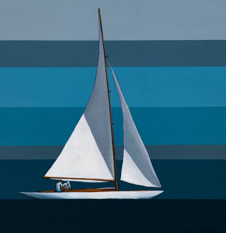 Original Conceptual Boat Painting by Daniel Kozeletckiy