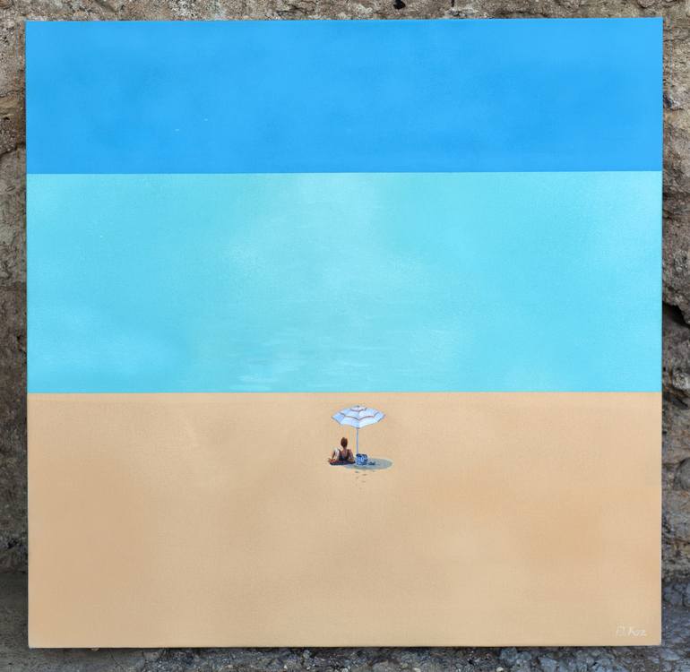 Original Minimalism Beach Painting by Daniel Kozeletckiy