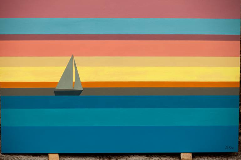 Original Minimalism Boat Painting by Daniel Kozeletckiy