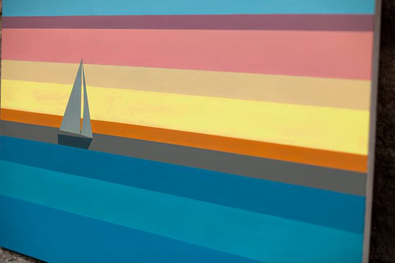 Original Minimalism Boat Painting by Daniel Kozeletckiy
