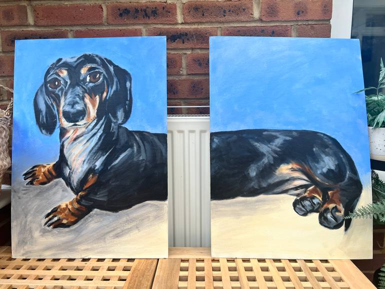 Original Contemporary Dogs Painting by Sally Crouch