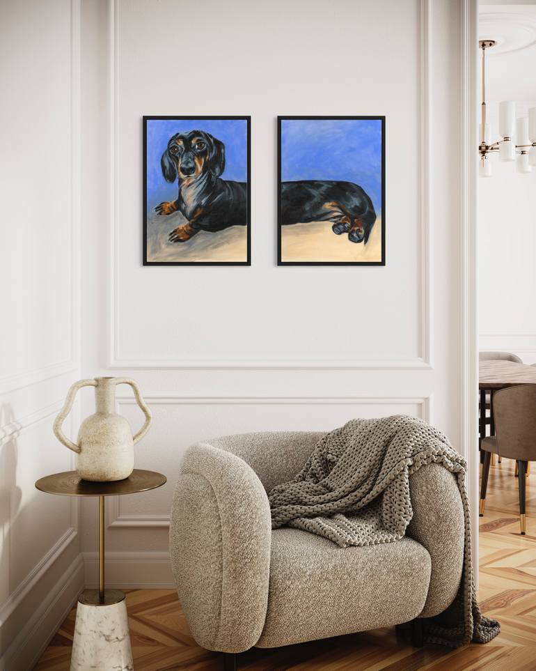 Original Contemporary Dogs Painting by Sally Crouch