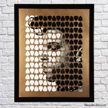 Original Prince Gold Guitar Pick Painting thumb