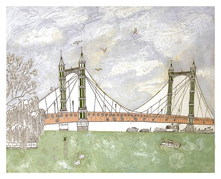 Albert Bridge, Chelsea Painting by annabel collins | Saatchi Art