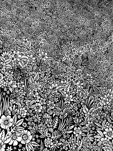 Original Abstract Floral Drawings by Nando Poluakan