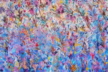 Print of Abstract Expressionism Floral Paintings by susan wooler