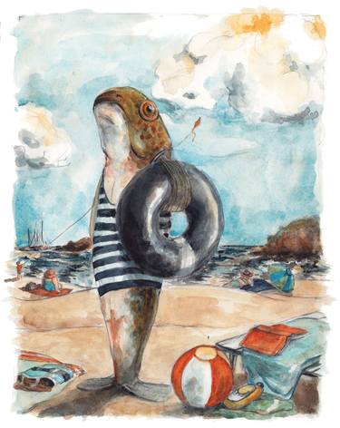 Original Surrealism Fish Paintings by Rosa Nevarez
