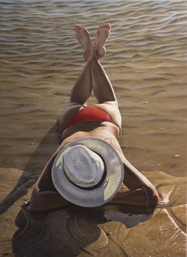 Original Photorealism Women Painting by Gustavo Fernandes