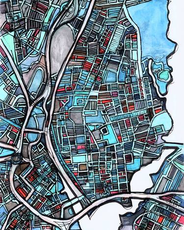 Print of Abstract Cities Drawings by Carland Cartography