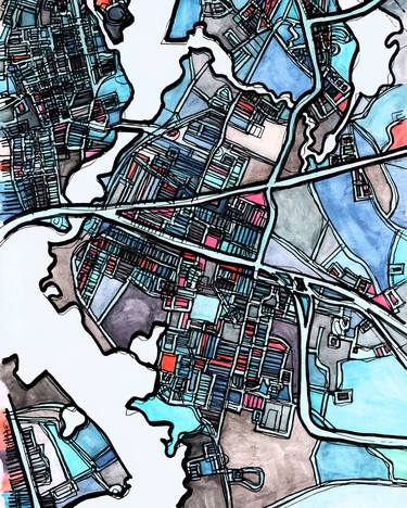 Abstract Map Print of East Providence thumb