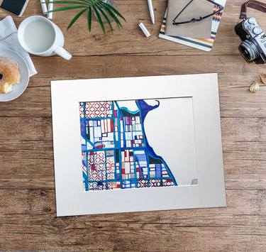 Abstract Map of Chicago Gold Coast - Horizontal Drawing. City Neighborhood | Modern City Map | Illinois Art thumb