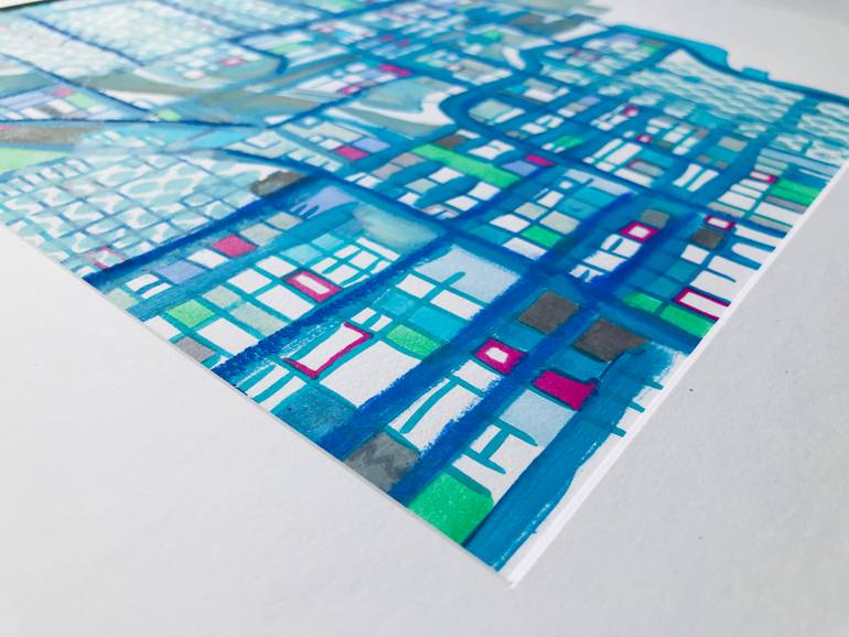 Original Abstract Cities Drawing by Carland Cartography
