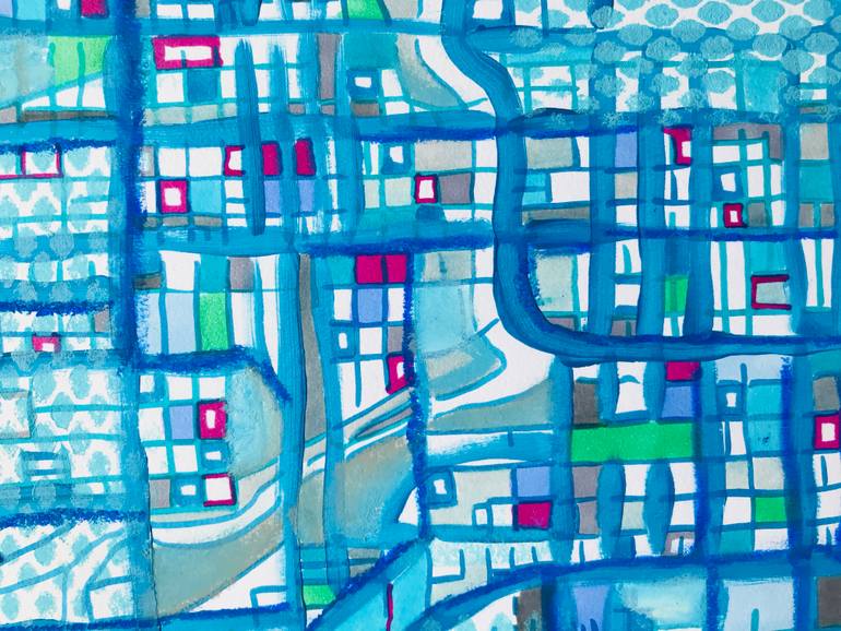Original Abstract Cities Drawing by Carland Cartography