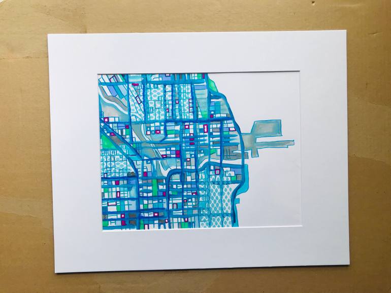 Original Abstract Cities Drawing by Carland Cartography