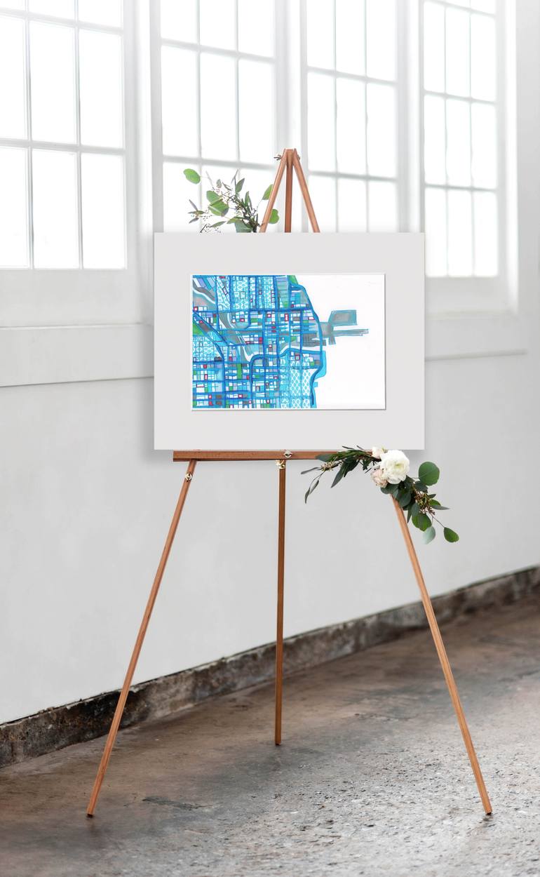 Original Abstract Cities Drawing by Carland Cartography