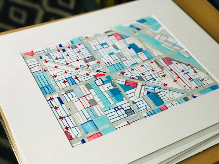 Original Abstract Cities Drawing by Carland Cartography