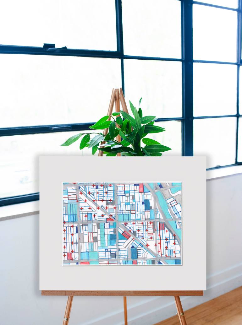 Original Abstract Cities Drawing by Carland Cartography