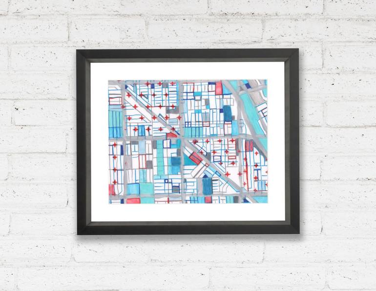 Original Abstract Cities Drawing by Carland Cartography