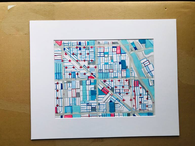 Original Abstract Cities Drawing by Carland Cartography