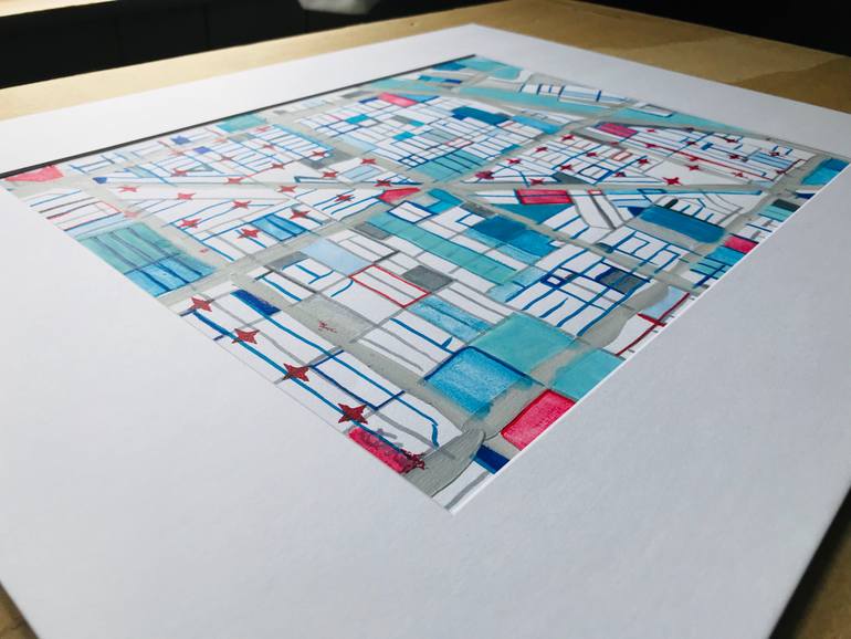 Original Abstract Cities Drawing by Carland Cartography