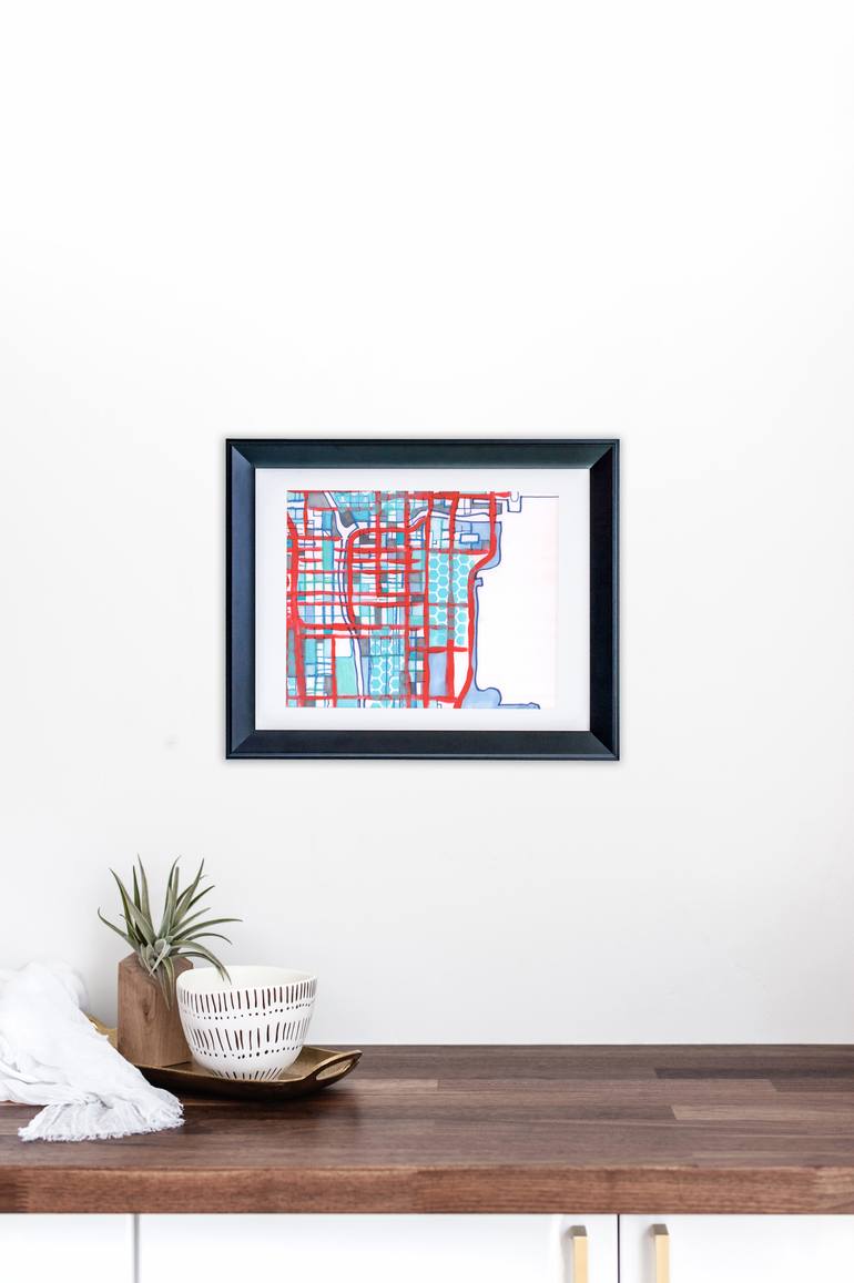 Original Abstract Cities Drawing by Carland Cartography