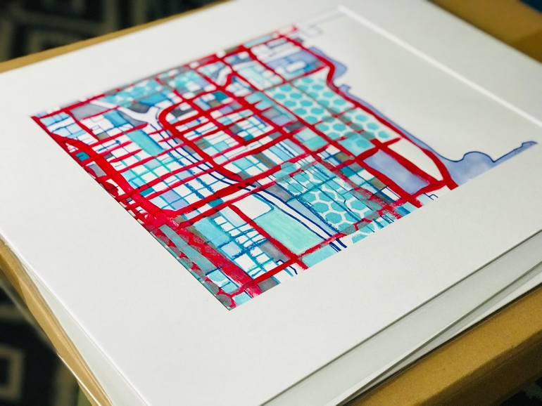 Original Abstract Cities Drawing by Carland Cartography