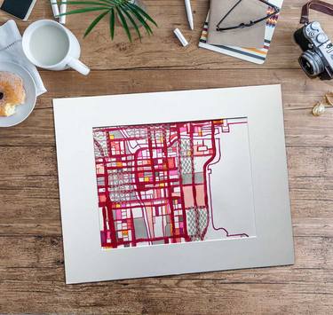 Abstract Map of Chicago Loop - Horizontal Drawing. Travel Art | Wanderlust | Urban Art thumb