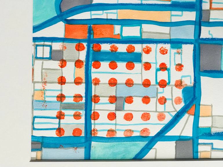 Original Abstract Cities Drawing by Carland Cartography