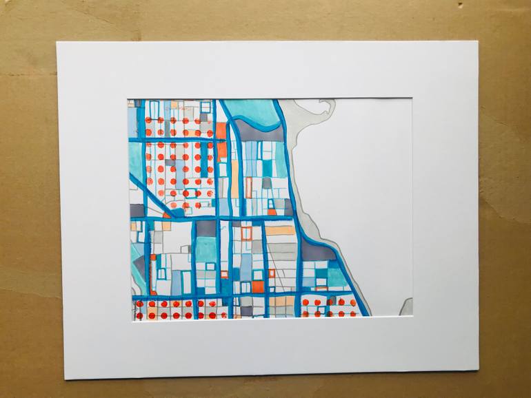 Original Abstract Cities Drawing by Carland Cartography