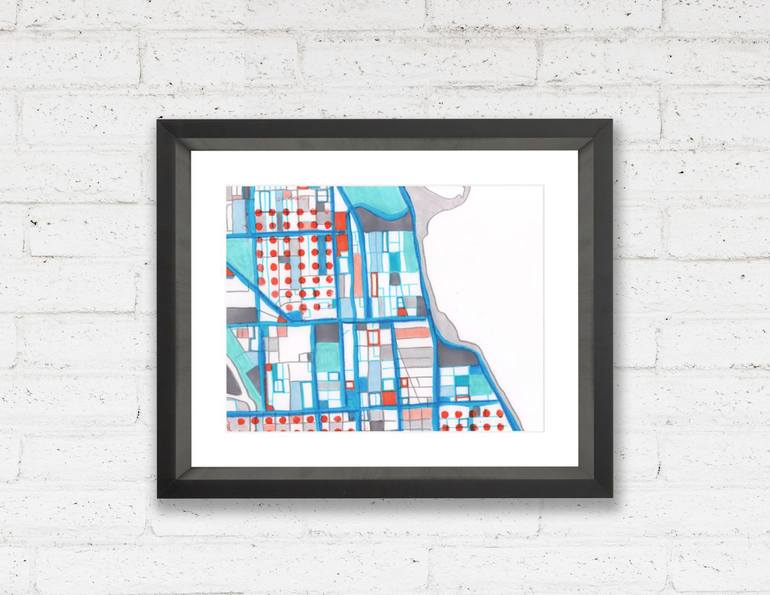 Original Abstract Cities Drawing by Carland Cartography
