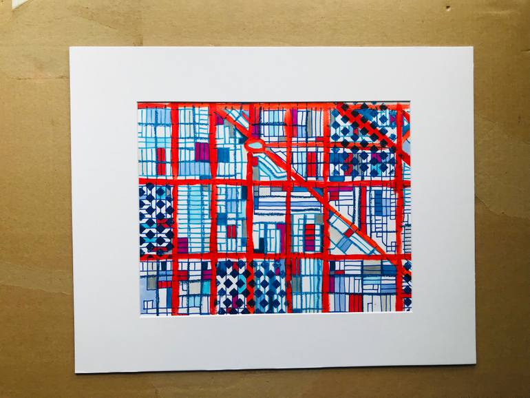 Original Abstract Cities Drawing by Carland Cartography
