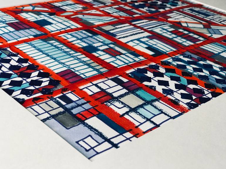 Original Abstract Cities Drawing by Carland Cartography
