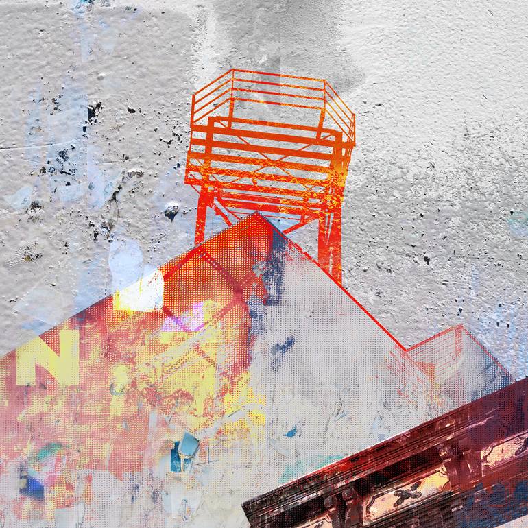 Original Abstract Architecture Mixed Media by Iskra Johnson